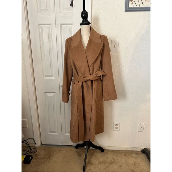 Lauren Ralph Lauren Women's Belted Cashmere Blend Wrap Coat Jacket Brown Size 12 - Picture 1 of 12